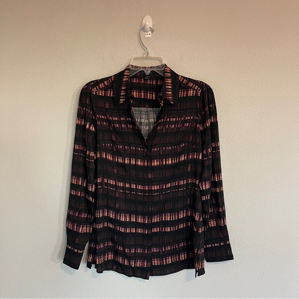 Carlisle Collection Silk Button Down Blouse Size 2